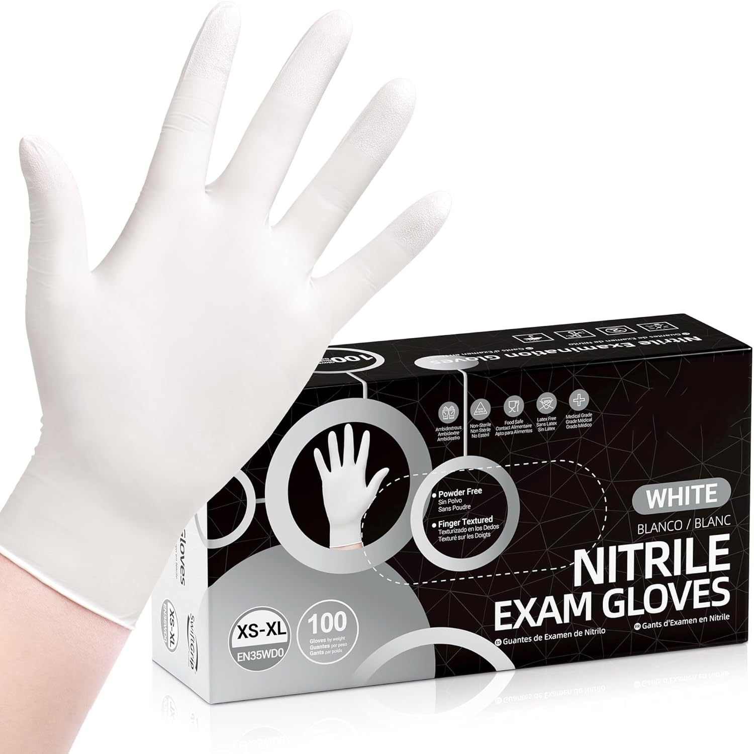 Latex Disposable Glove - 100 Pcs Disposable Nitrile Gloves,White Latex