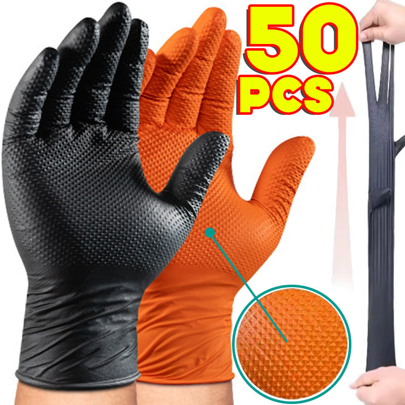 Nitrile Mechanic Glove - Heavy Duty Orange Nitrile Gloves 8Mil