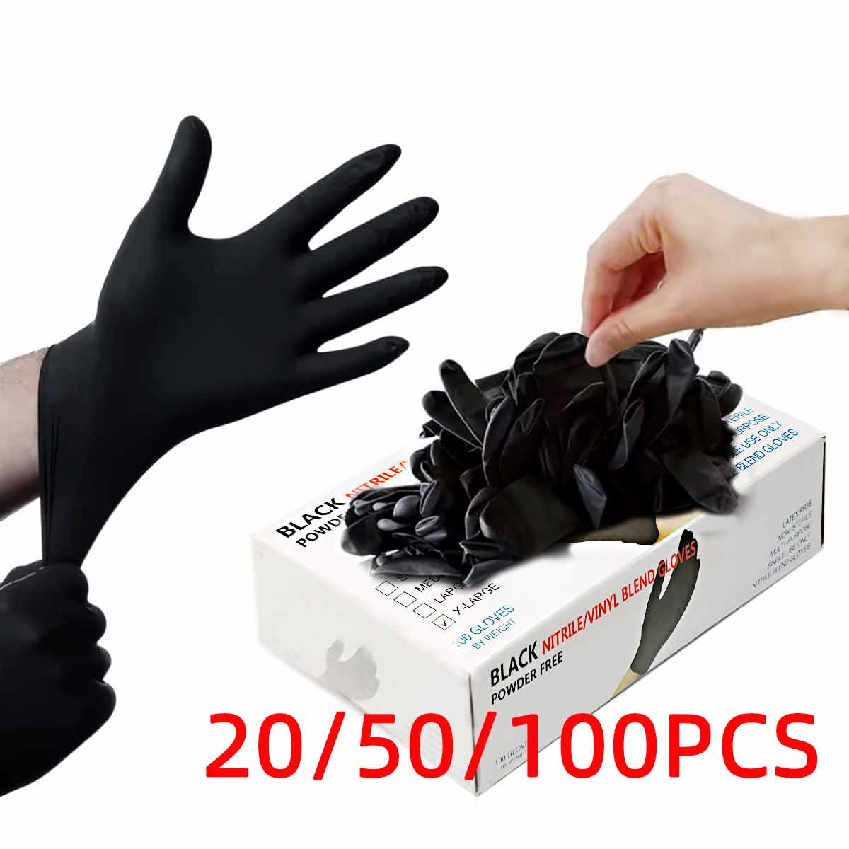 20/50/100pcs Black Vinyl Glove - Rubber Glove Cleaning 评论和价格