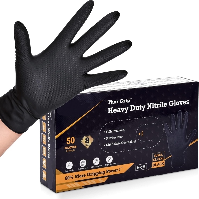 Heavy Duty Black Nitrile Glove - Nitrile Mechanic Glove 评论和价格