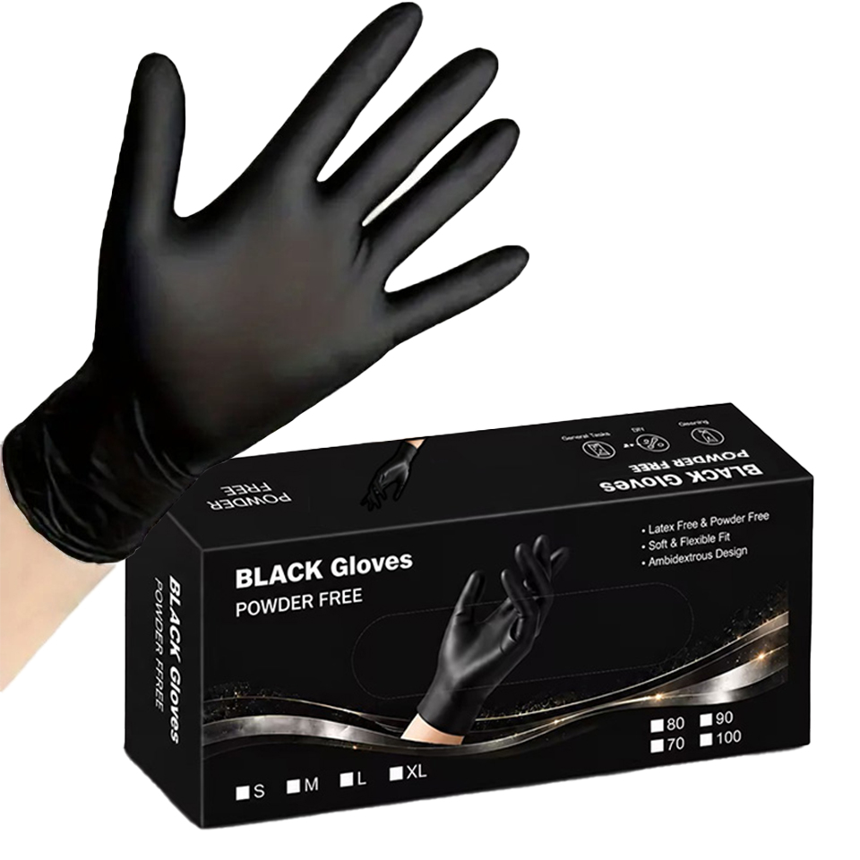 100PCS/Box Black Nitrile Glove - Latex Disposable Glove 评论和价格