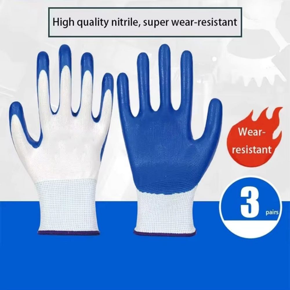 3 Pairs Of Non-slip Wear-resis - Nitrile Mechanic Glove 评论和价格
