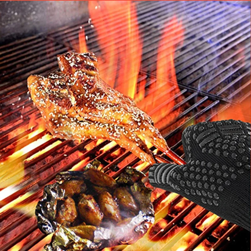 Flame Retardant Non-slip BBQ F - Oven Mitt Silicone 评论和价格