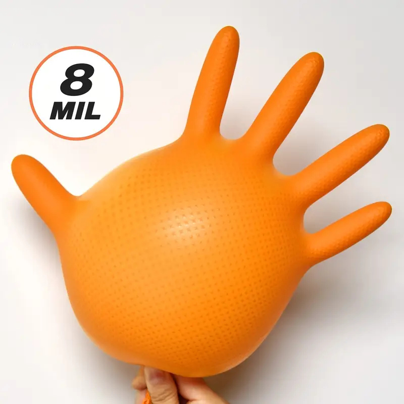 Heavy Duty Orange Nitrile Glov - Nitrile Mechanic Glove 评论和价格